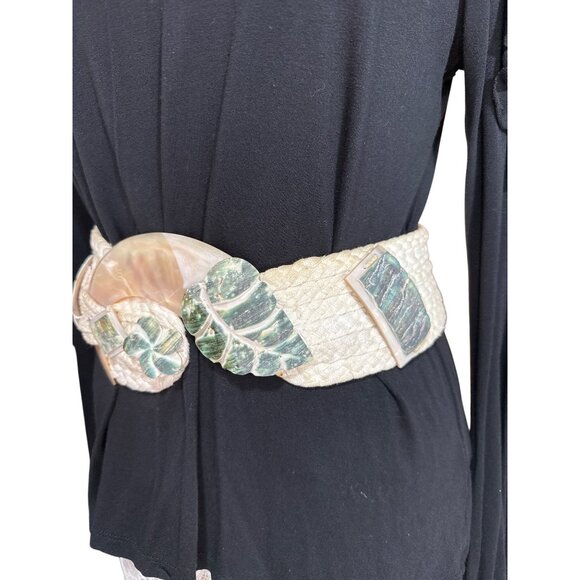 Flura Handcrafted Abalone & Mother of Pearl Belt – Boho Macramé Statement Vintag main image 8